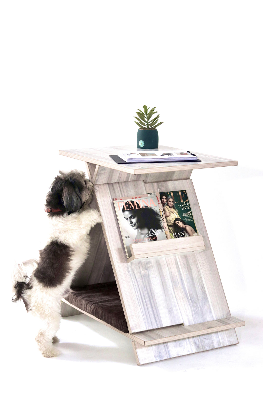 ALPINE ALCOVE – A-Frame Work Desk with a Cozy Pet Retreat
